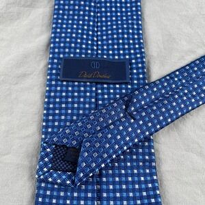 DAVID DONAHUE Men Silk Necktie Blue Jacquard Designer Luxury Tie Handmade USA